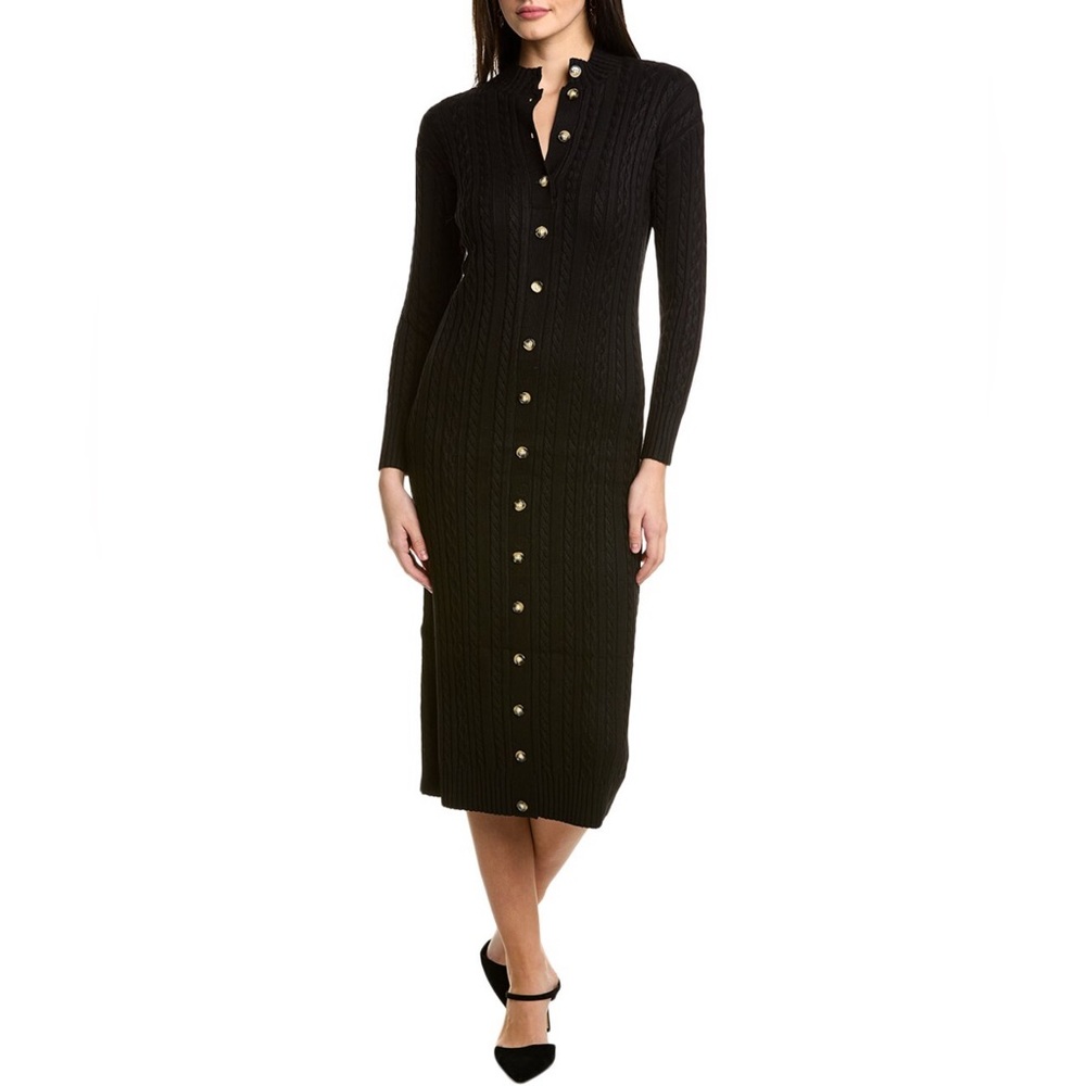 NWT YAL New York Black Cable Knit Sweater Dress Size XS